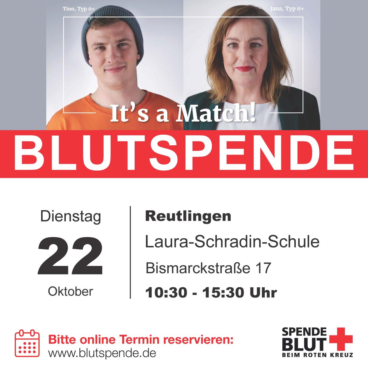 Blutspenden an der LSS 22. Oktober 2024, 10:30 Uhr bis 15:30 Uhr